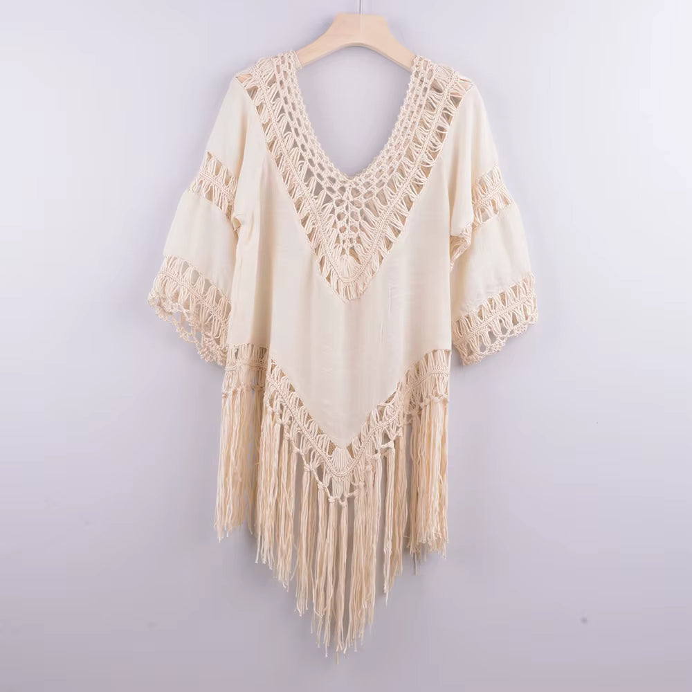 Vestido Halter Praia com Borlas - Olívia Fios
