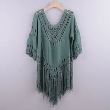 Vestido Halter Praia com Borlas - Olívia Fios