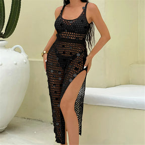 Lantejoulas brilhantes oco para fora crochê malha túnica praia cobrir cover-ups vestido de praia mini beach wear beachwear feminino k6685