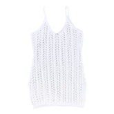 Nova camiseta de malha feminina oco colete halter praia biquíni fora casaco areia saia curta camisa de proteção solar saia de praia