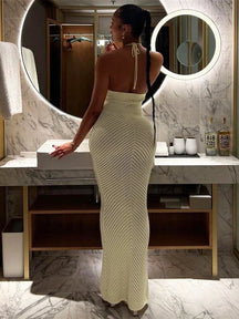 Estranho gato sexy vestido de crochê feminino férias ver através sem mangas sem costas magro estiramento praia meia-noite elegante maxi bodycon
