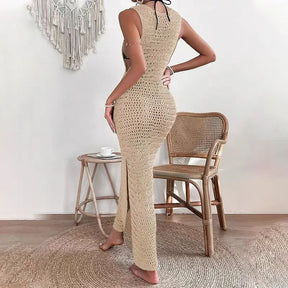 Vestido Longo de Crochê com Decote O - Olívia Fios