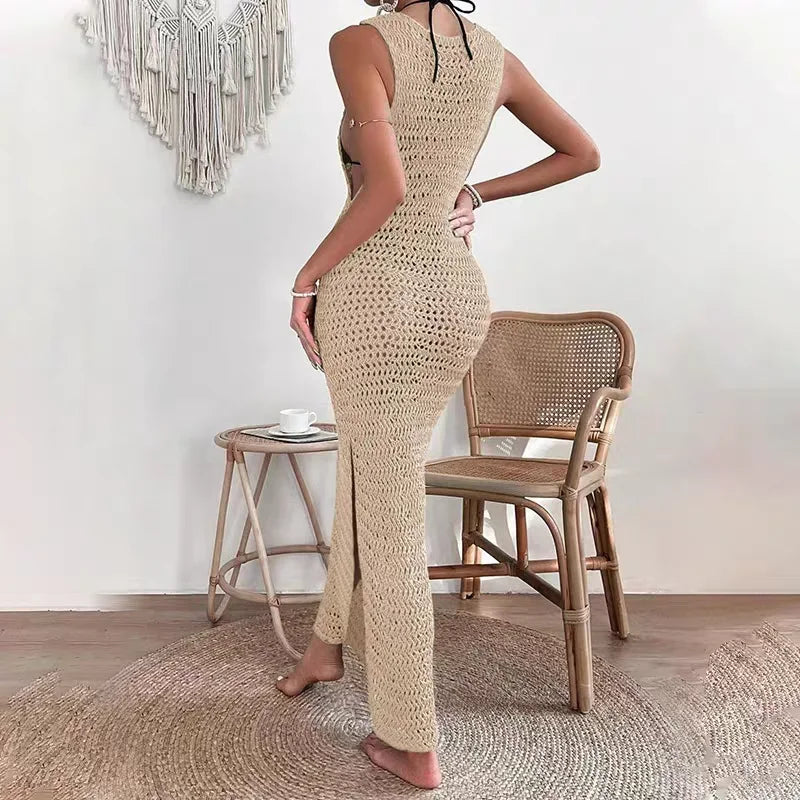 Vestido Longo de Crochê com Decote O - Olívia Fios