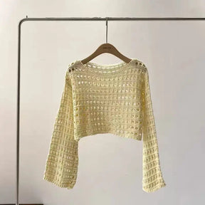 Manga longa crochê malha topo verão praia bikini cobrir colheita pulôver lã malhas blusa feminina férias boho outfit