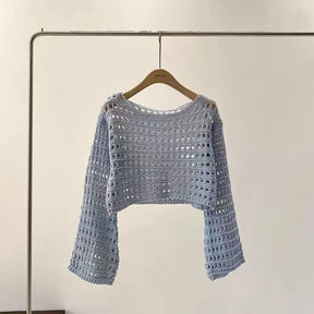 Manga longa crochê malha topo verão praia bikini cobrir colheita pulôver lã malhas blusa feminina férias boho outfit