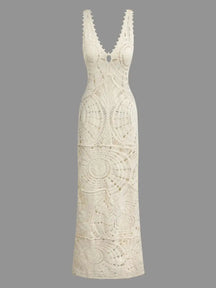 Vestido Maxi Tricot V-Neck - Olívia Fios