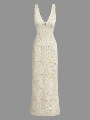 Vestido Maxi Tricot V-Neck - Olívia Fios