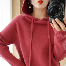Camisola com capuz mulher outono inverno manga longa quente camisa de fundo sólido casual pullovers malha topos moda coreana jumper 2025