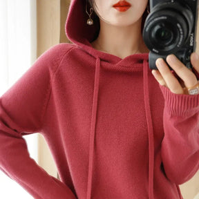 Camisola com capuz mulher outono inverno manga longa quente camisa de fundo sólido casual pullovers malha topos moda coreana jumper 2025