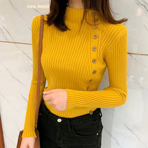 Mulheres de malha pulôveres de inverno 2024 moda manga longa branco preto suéteres gola alta roupas coreanas elegantes rosa senhoras topos