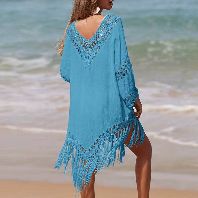 Vestido Halter Praia com Borlas - Olívia Fios