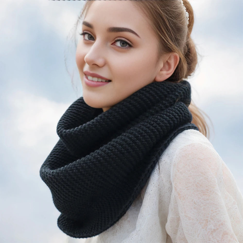 Lenço de inverno feminino infinito cachecol de malha círculo pescoço cachecol feminino super chunky loop snood unsex sólido crochê cachecóis