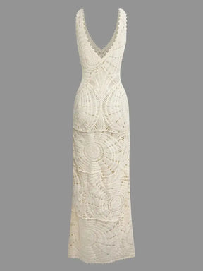 Vestido Maxi Tricot V-Neck - Olívia Fios
