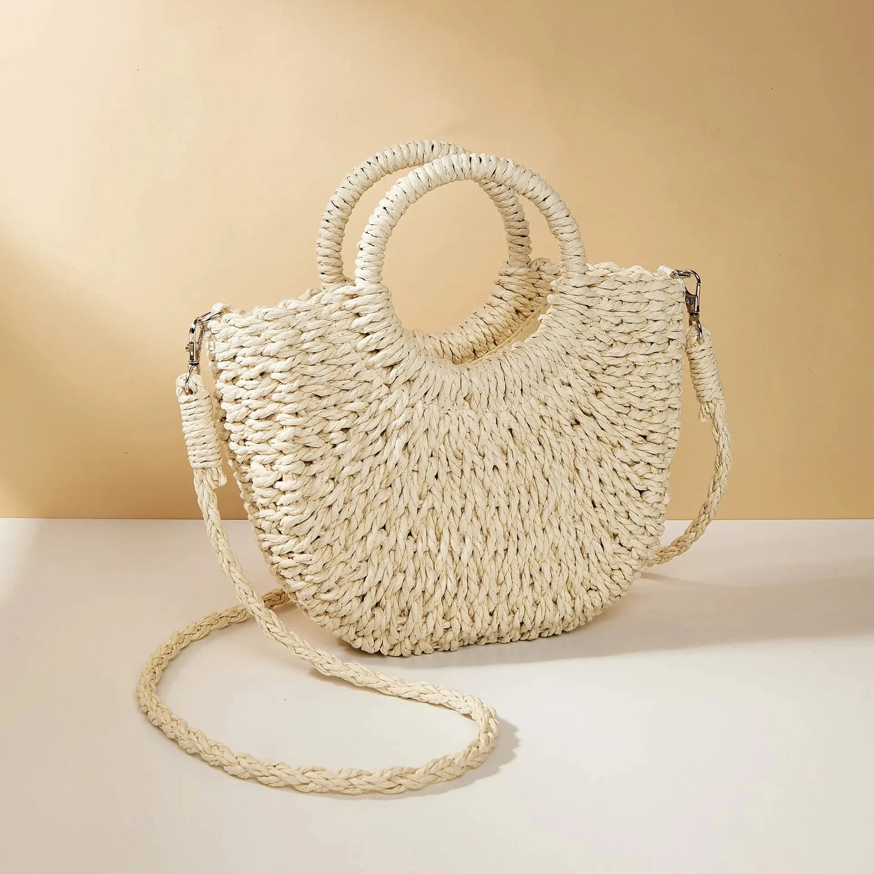 Bolsa de Praia Half-Moon Estilo Chic - Olívia Fios