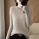 2025 mulheres suéteres outono inverno manga longa pullovers o pescoço listra quente pulôver coreano moda camisas de fundo solto jumper