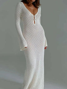 Vestido Longo de Tricot com Manga Longa - Olívia Fios