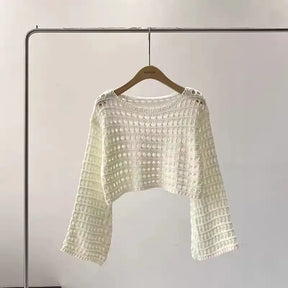 Manga longa crochê malha topo verão praia bikini cobrir colheita pulôver lã malhas blusa feminina férias boho outfit