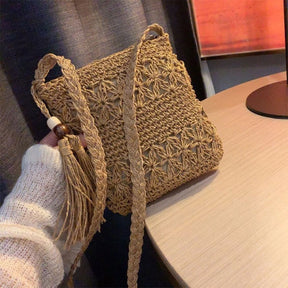 Bolsa Boho de Palha com Borla - Olívia Fios