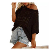 Blusa feminina casual camisa superior manga curta transparente crochê oco camisola de malha superior cor sólida blusa feminina solta