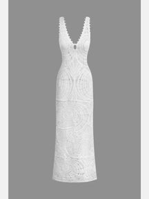Vestido Maxi Tricot V-Neck - Olívia Fios