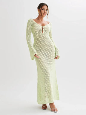 Vestido Longo de Tricot com Manga Longa - Olívia Fios