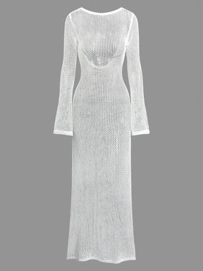 Vestido Longo de Tricot com Manga Longa - Olívia Fios