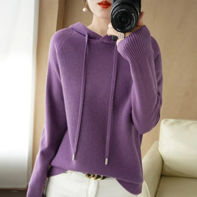 Camisola com capuz mulher outono inverno manga longa quente camisa de fundo sólido casual pullovers malha topos moda coreana jumper 2025