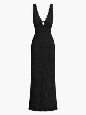 Vestido Maxi Tricot V-Neck - Olívia Fios