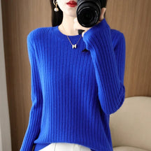 2025 mulheres suéteres outono inverno manga longa pullovers o pescoço listra quente pulôver coreano moda camisas de fundo solto jumper