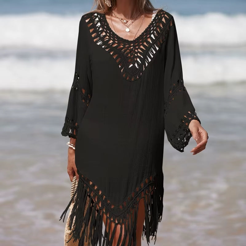 Vestido Halter Praia com Borlas - Olívia Fios