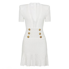 Realeft verão com decote em v de malha envoltório vestidos curtos 2025 novos botões de cintura alta bainha babados sexy mini vestido para mulheres