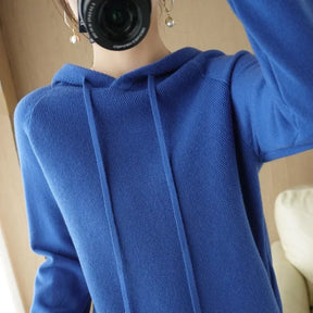 Camisola com capuz mulher outono inverno manga longa quente camisa de fundo sólido casual pullovers malha topos moda coreana jumper 2025