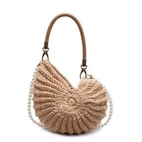 Criativo concha em forma de crochê feminino ombro sacos engraçado bonito pérolas correntes artesanal tecer crossbody saco novidade pequenas bolsas