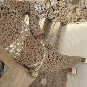 Vestido Longo de Tricot com Decote Redondo - Olívia Fios