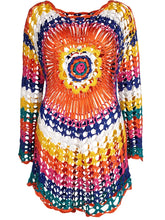 Vestido Arco-Íris de Crochê Elegância Verão - Olívia Fios
