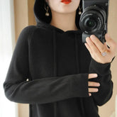 Camisola com capuz mulher outono inverno manga longa quente camisa de fundo sólido casual pullovers malha topos moda coreana jumper 2025