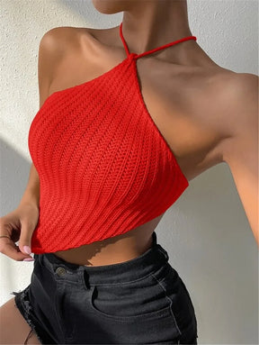 Mulheres sexy sem costas rendas até halter malha regata roupas femininas temperamento verão nova moda bandeau camisola