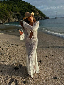 Vestido Longo de Tricot com Manga Longa - Olívia Fios