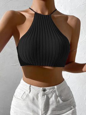 Womwen verão gravata sem costas colheita halter malha topo crossfit y2k colheita topo roupas femme sexy casual cordão recortado praia tanque
