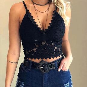 Sexy renda oca malha ver através magro sem costas halter colheita topo cinta de espaguete pura bordado camisola colete espartilho