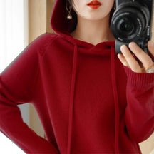 Camisola com capuz mulher outono inverno manga longa quente camisa de fundo sólido casual pullovers malha topos moda coreana jumper 2025
