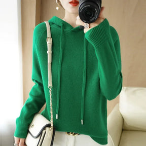 Camisola com capuz mulher outono inverno manga longa quente camisa de fundo sólido casual pullovers malha topos moda coreana jumper 2025
