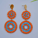 Brincos de contas redondos laranja girassol individualidade bohemia oco moda mão tricô simples arroz grânulo brincos