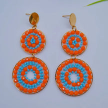 Brincos de contas redondos laranja girassol individualidade bohemia oco moda mão tricô simples arroz grânulo brincos
