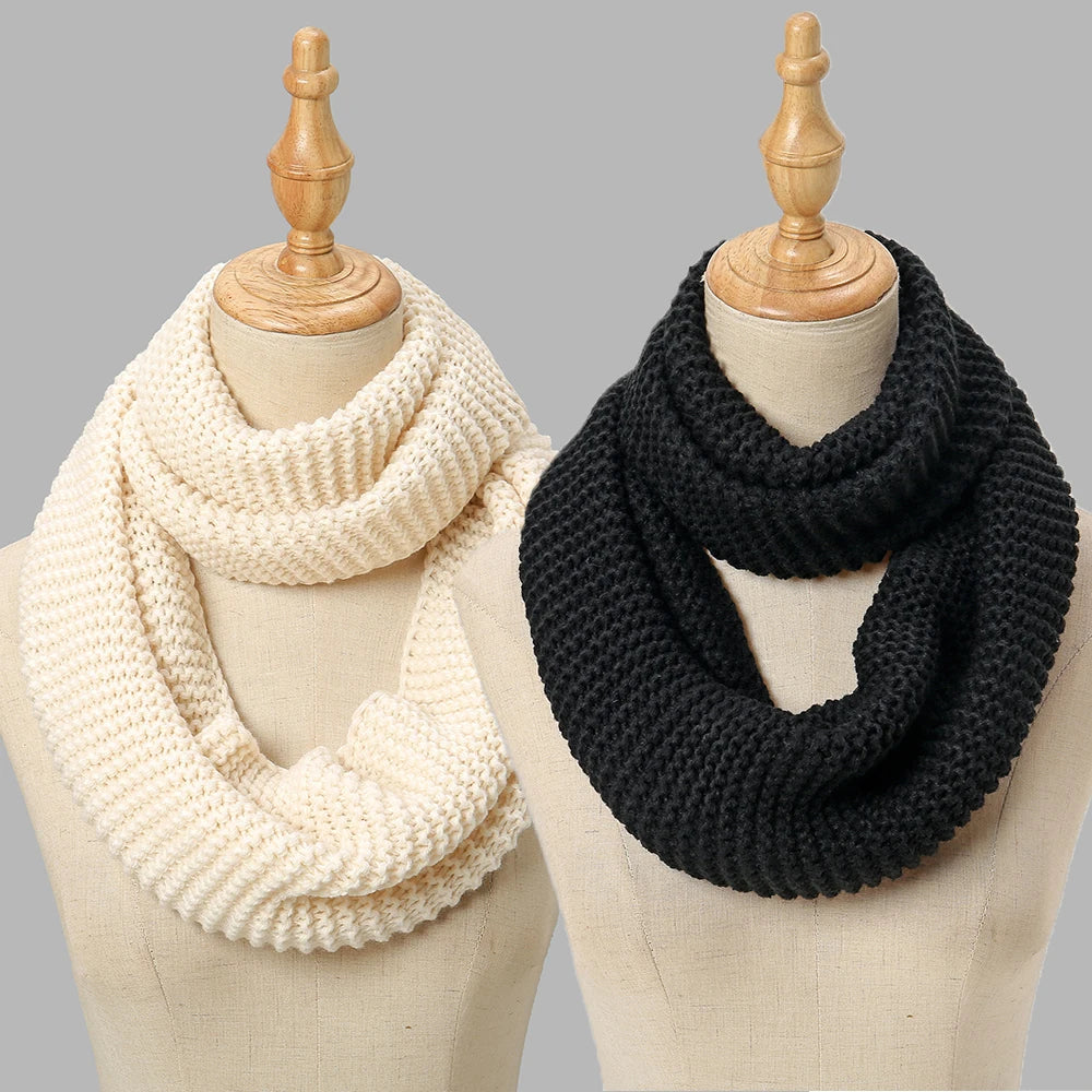 Lenço de inverno feminino infinito cachecol de malha círculo pescoço cachecol feminino super chunky loop snood unsex sólido crochê cachecóis