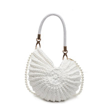 Criativo concha em forma de crochê feminino ombro sacos engraçado bonito pérolas correntes artesanal tecer crossbody saco novidade pequenas bolsas