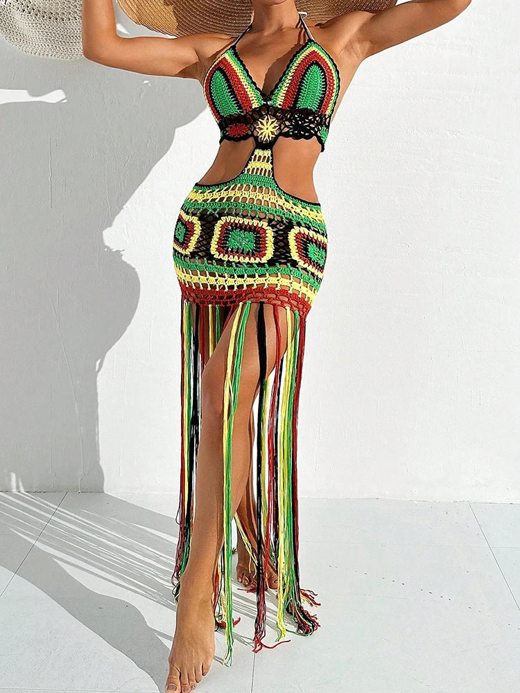 Vestido de Crochê "Tropical Elegance" - Olívia Fios