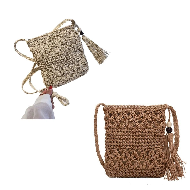 Bolsa Boho de Palha com Borla - Olívia Fios