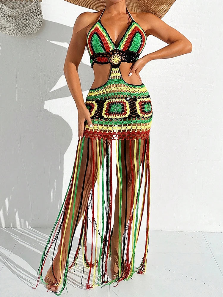 Vestido de Crochê "Tropical Elegance" - Olívia Fios