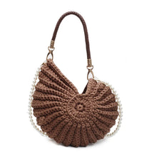 Criativo concha em forma de crochê feminino ombro sacos engraçado bonito pérolas correntes artesanal tecer crossbody saco novidade pequenas bolsas